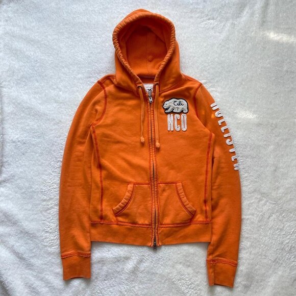 Y2K Orange Hollister Co. Zip Up Hoodie - Picture 1 of 8
